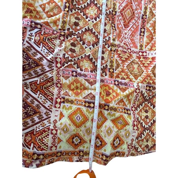 Nine West Women's Orange Printed Tassel Neck Dress Size 12-w3205 - Picture 4 of 11